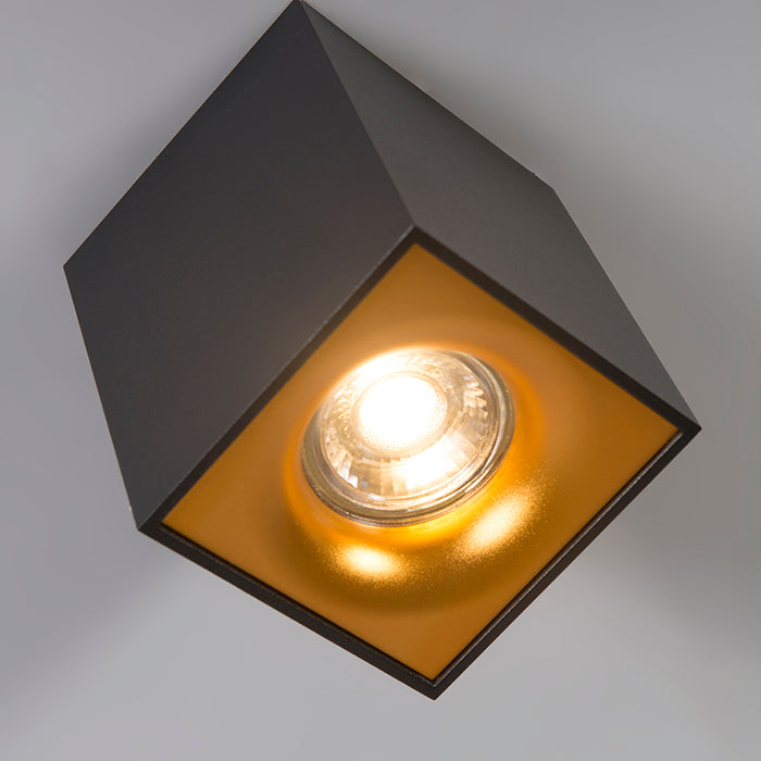 QAZQA Moderne spot zwart met goud - Quba delux