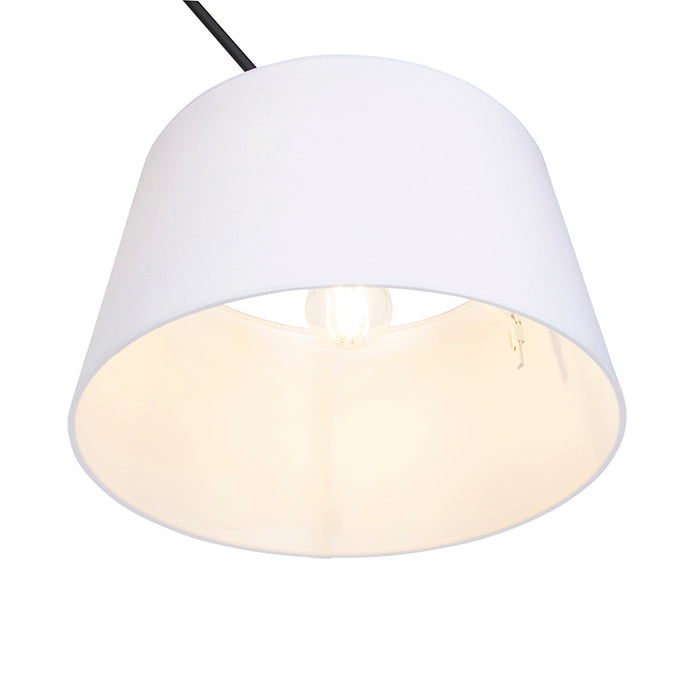 QAZQA Hanglamp zwart met linnen kap wit 35 cm - Blitz