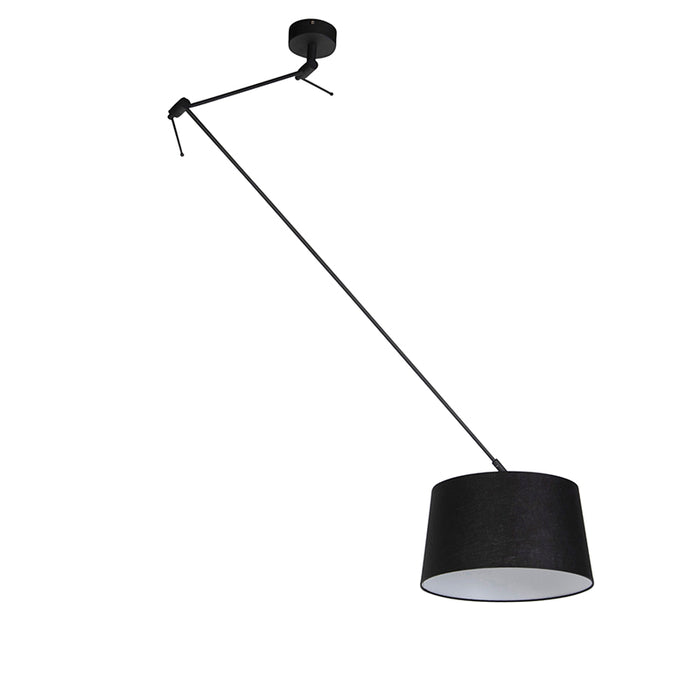 QAZQA Hanglamp zwart met linnen kap zwart 35 cm - Blitz