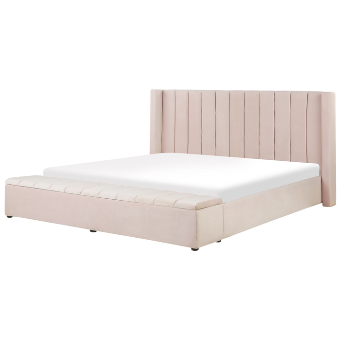 Beliani-NOYERS -Bed met opbergruimte-Pastelroze-180 x 200 cm-Fluweel