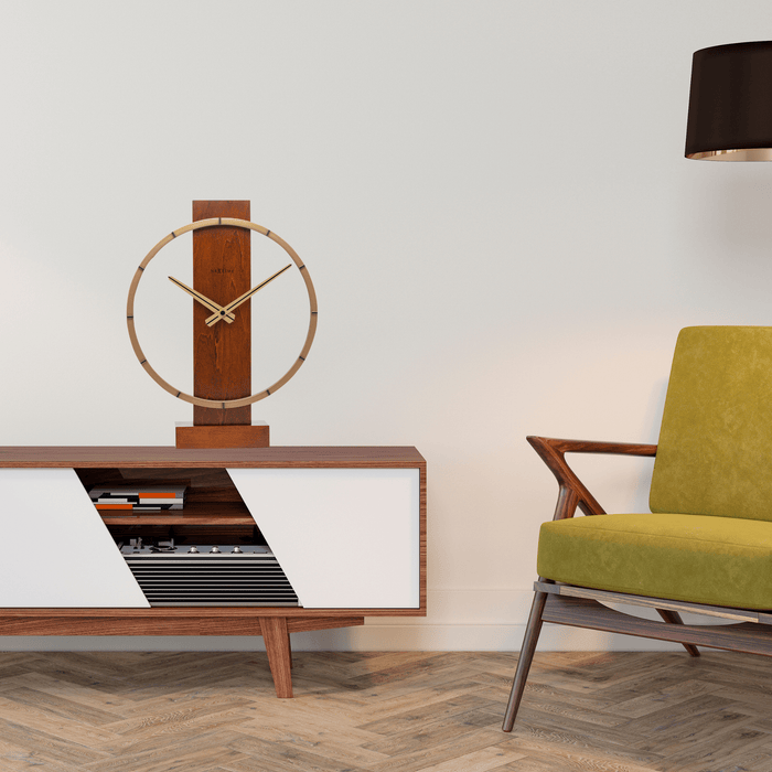 NeXtime - NeXtime - Tafel| Wandklok - 34x27cm- Hout|Staal - Bruin -