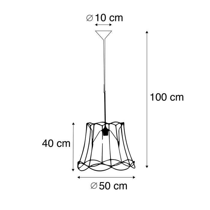 QAZQA Retro hanglamp zwart 50 cm - Granny Frame