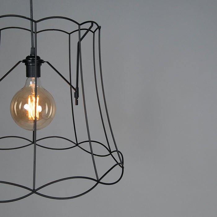 QAZQA Retro hanglamp zwart 50 cm - Granny Frame