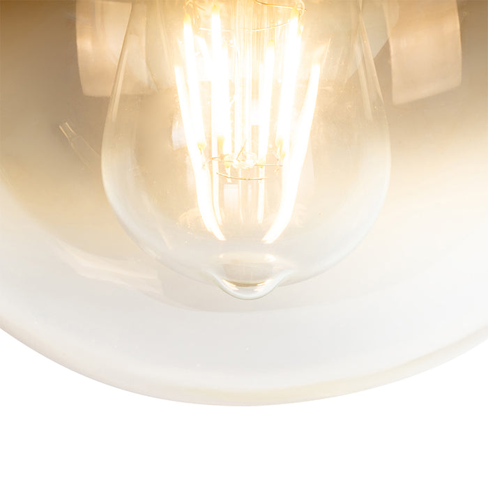 QAZQA Art deco hanglamp zwart met goud glas 20 cm - Pallon