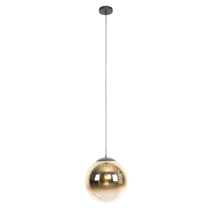 QAZQA Art deco hanglamp zwart met goud glas 33 cm - pallon