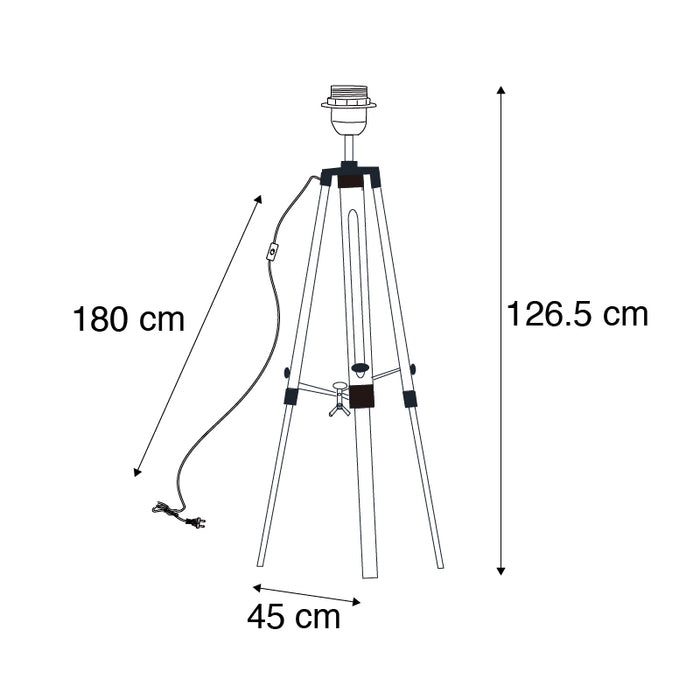 QAZQA Landelijke vloerlamp hout zonder kap - Tripod