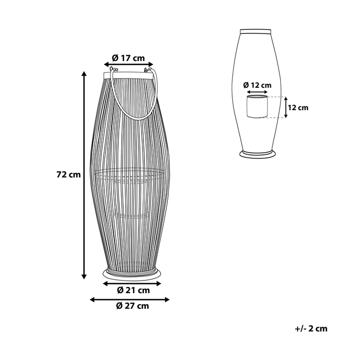 Beliani - TAHITI S - Lantaarn - Zwart - Bamboehout