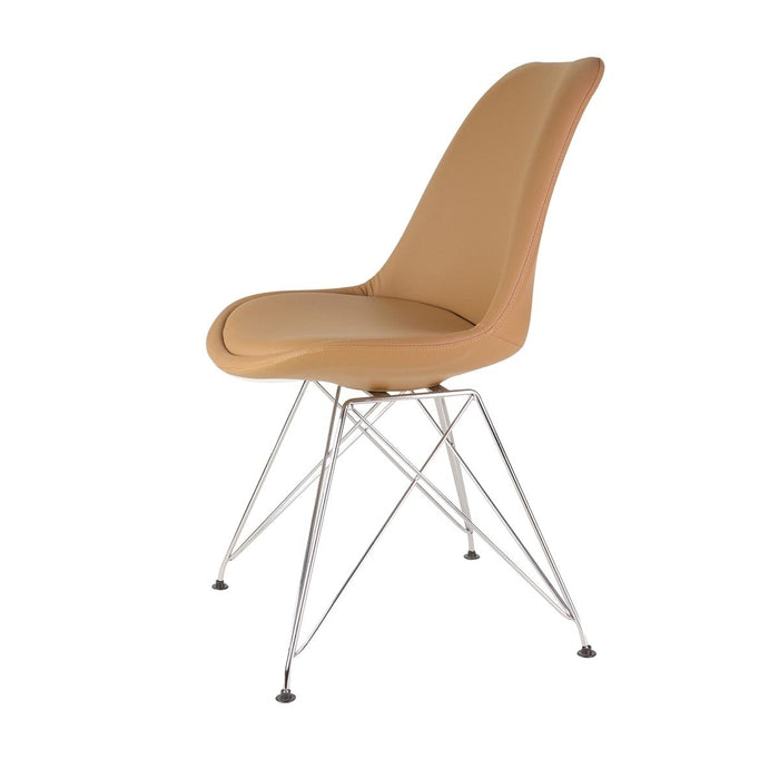 Essence Metal eetkamerstoel kunstleer cognac - chroom onderstel