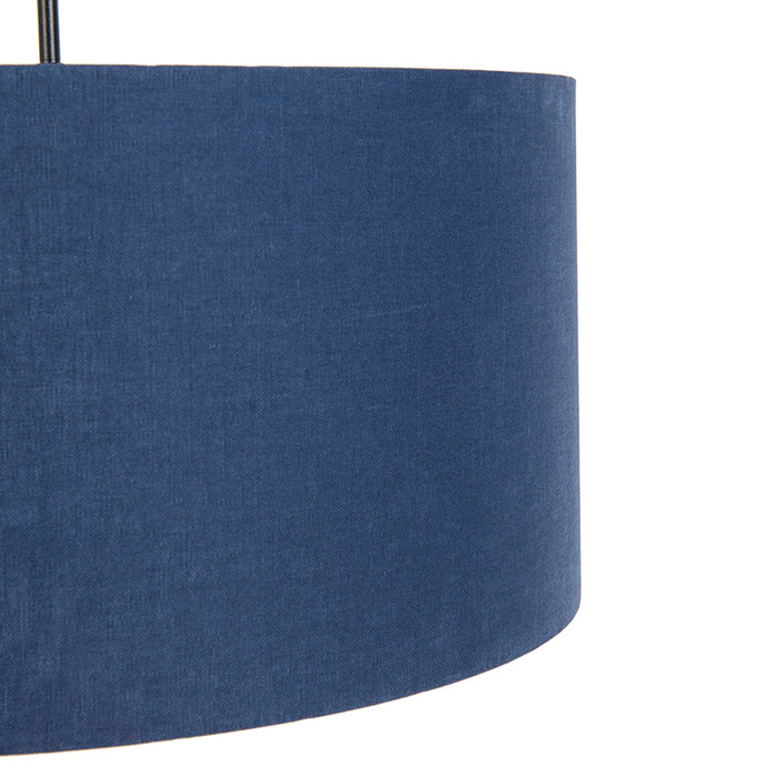 QAZQA Moderne hanglamp zwart met antiek blauwe kap 50 cm - Combi 1