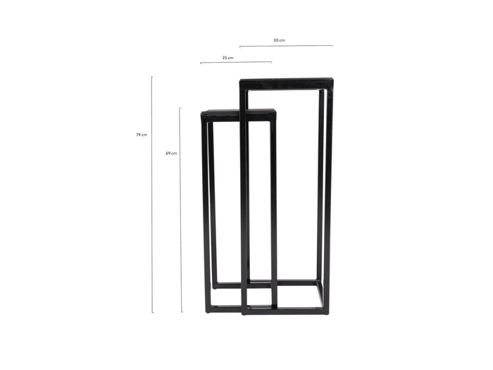 Vierkante plantentafel set Vancouver zwart 79 cm