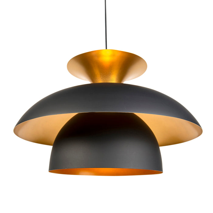 QAZQA Moderne ronde hanglamp zwart met goud 3-laags - Titus