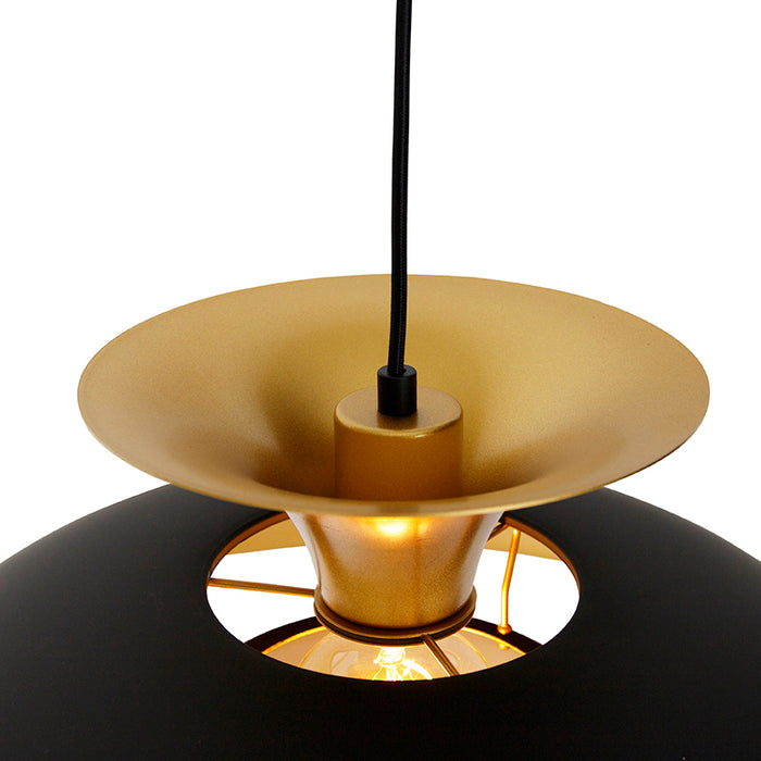 QAZQA Moderne ronde hanglamp zwart met goud 3-laags - Titus
