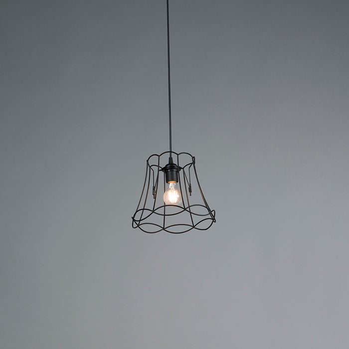 QAZQA Retro hanglamp zwart 20 cm - Granny Frame