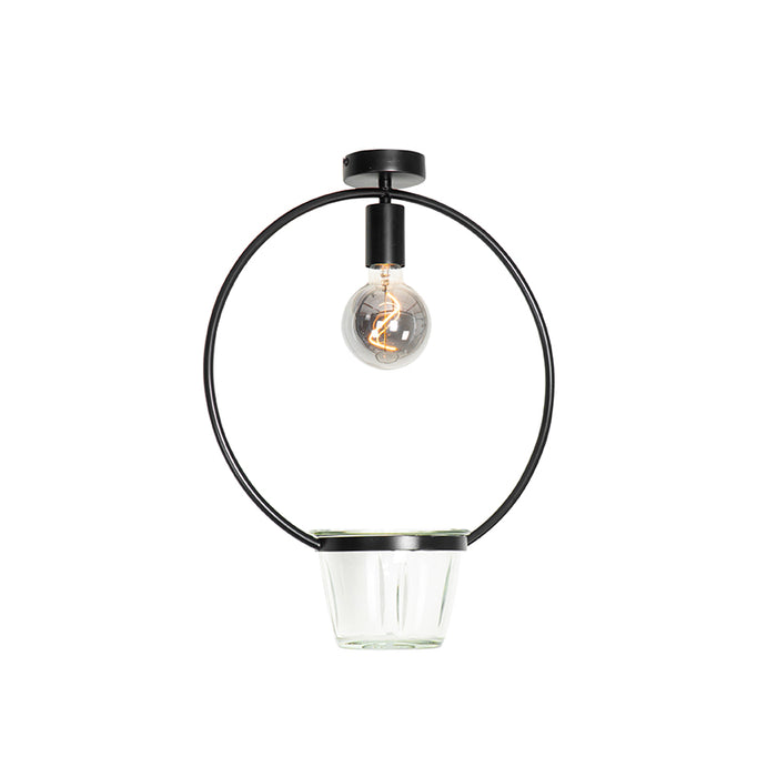 QAZQA Moderne plafondlamp zwart met glas rond - Roslini