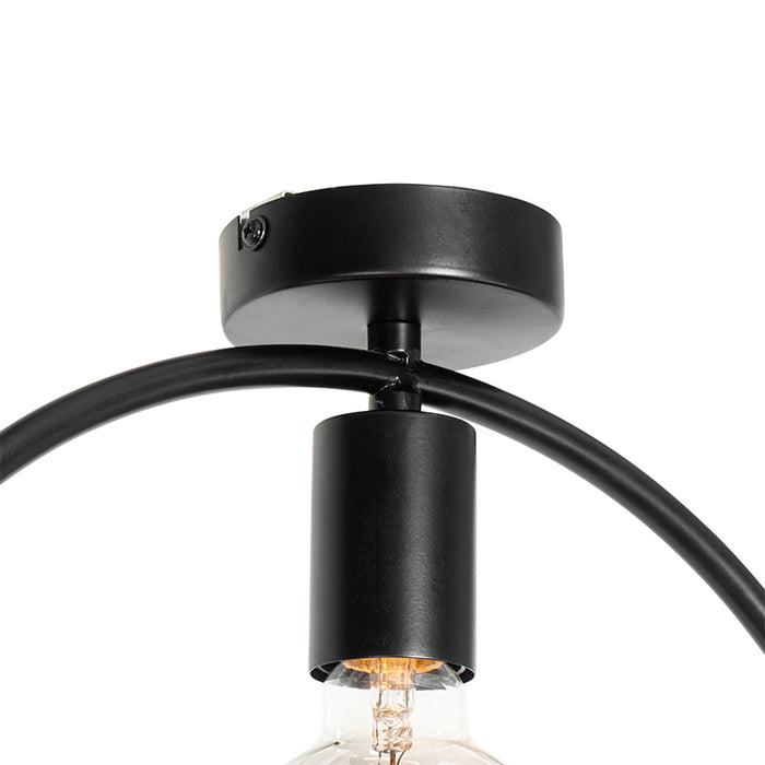 QAZQA Moderne plafondlamp zwart met glas rond - Roslini