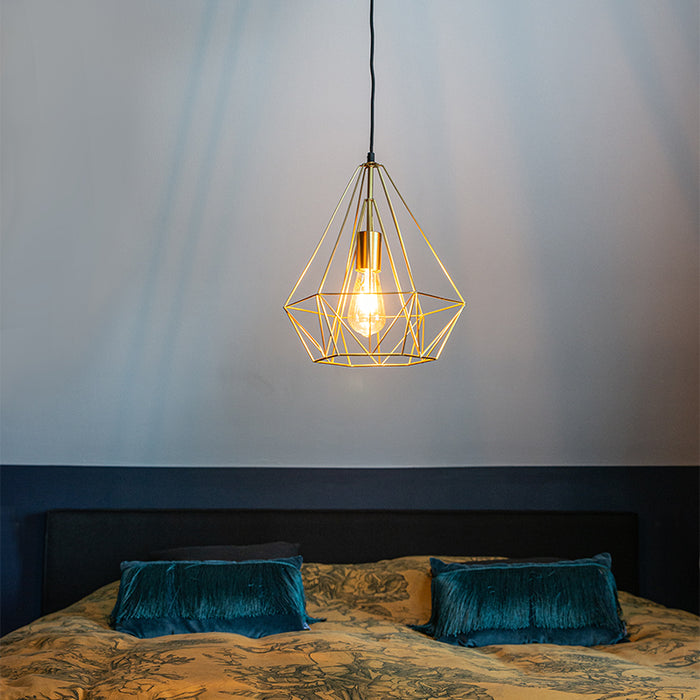 QAZQA Industriële hanglamp goud draad - Carcass