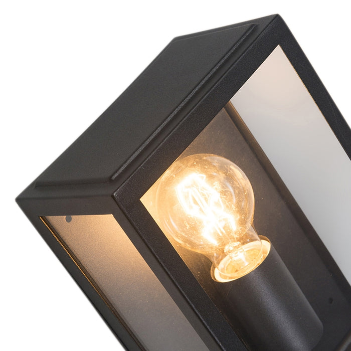 QAZQA Industriële buiten wandlamp zwart met glas 25,5 cm IP44 -