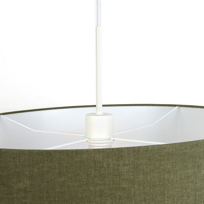 QAZQA Hanglamp wit met groene kap 50 cm - Combi 1