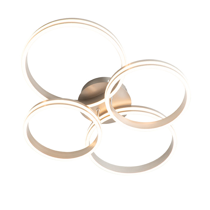 QAZQA Plafondlamp staal incl. LED 3-staps dimbaar 4-lichts - Navara