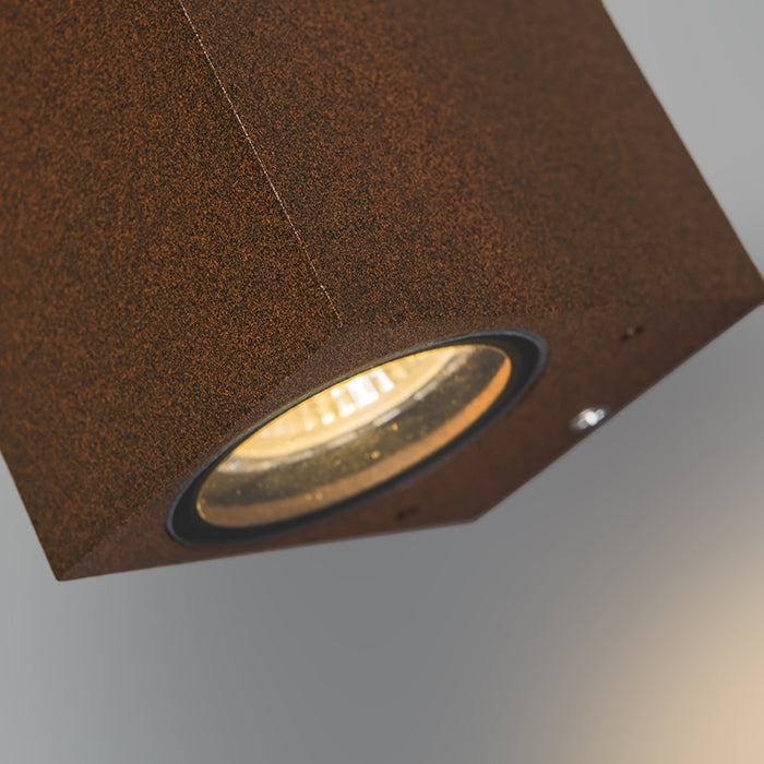 QAZQA Set van 2 industriële wandlampen roestbruin 2-lichts IP44 -