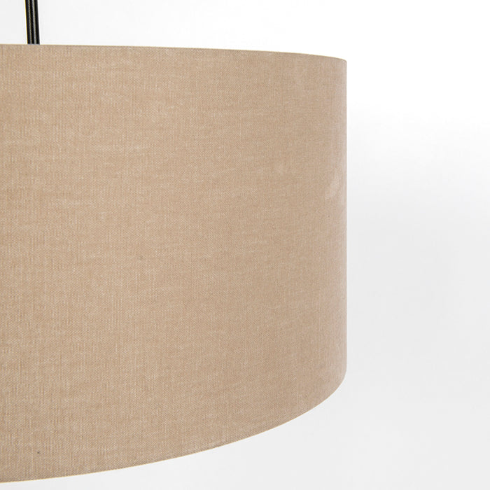 QAZQA Landelijke hanglamp zwart met beige kap 50cm - Combi
