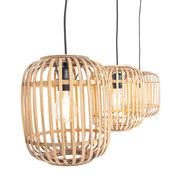 QAZQA Landelijke hanglamp rotan 3-lichts - Manila