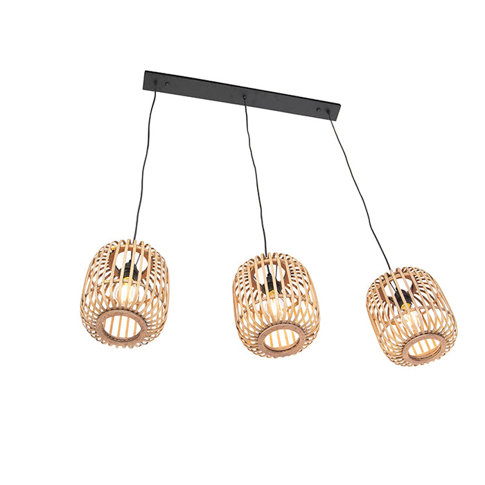 QAZQA Landelijke hanglamp rotan 3-lichts - Manila