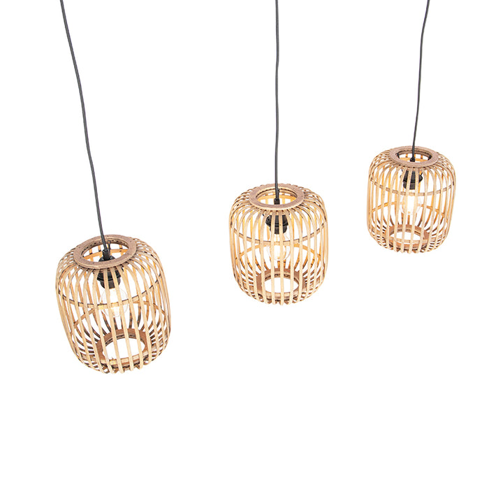 QAZQA Landelijke hanglamp rotan 3-lichts - Manila