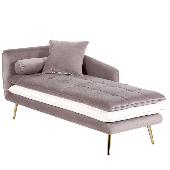Beliani - GONESSE - Chaise longue - Taupe - Linkerzijde - Polyester