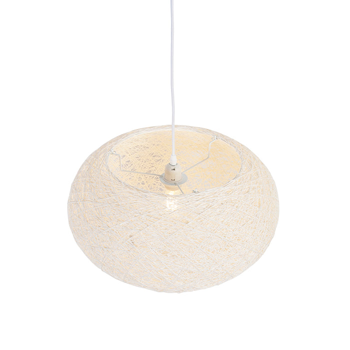QAZQA Landelijke hanglamp wit 50 cm - Corda Flat