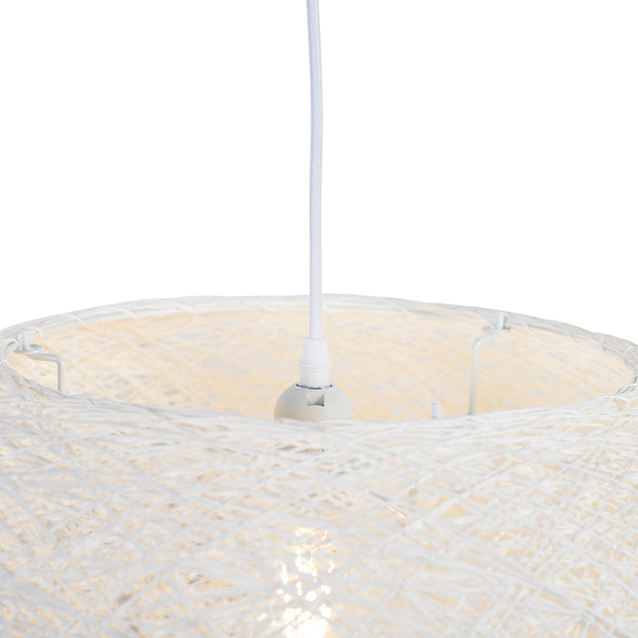 QAZQA Landelijke hanglamp wit 50 cm - Corda Flat