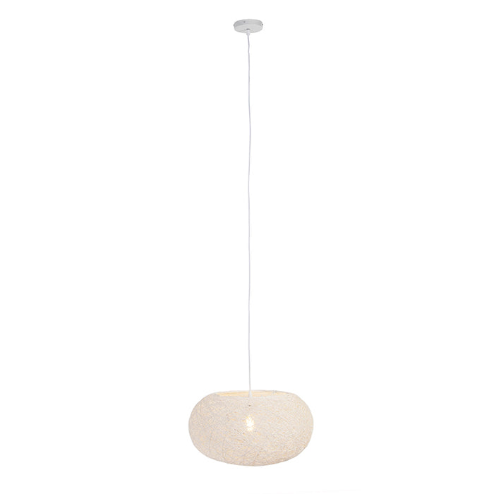 QAZQA Landelijke hanglamp wit 50 cm - Corda Flat