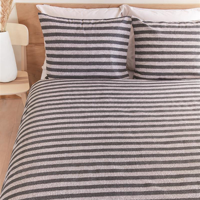 Ariadne at Home Knit Stripes Dekbedovertrek 140 x 200/220 cm - Zwart/Wit