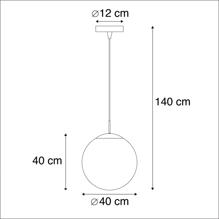QAZQA Moderne hanglamp messing met smoke glas 40 cm - Ball