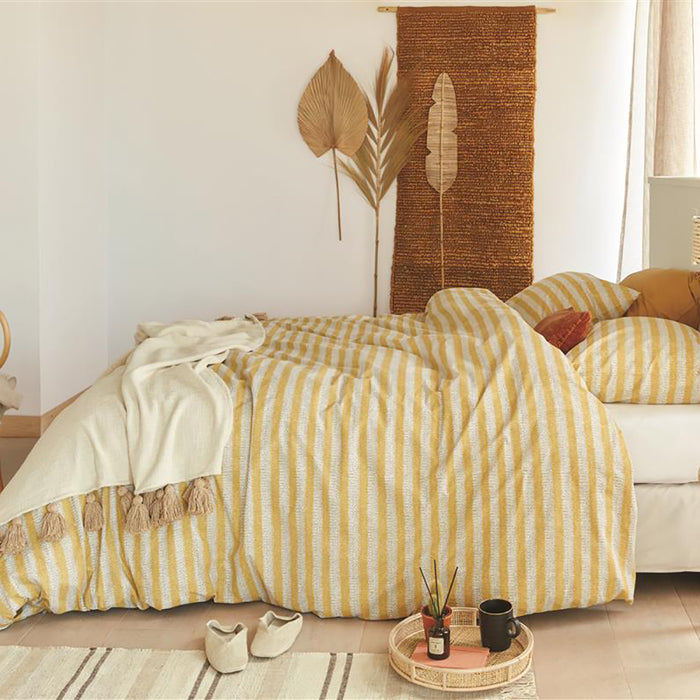 Ariadne at Home Knit Stripes Dekbedovertrek 140 x 200/220 cm - Geel