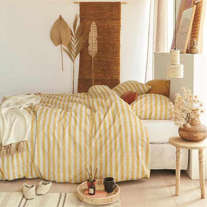 Ariadne at Home Knit Stripes Dekbedovertrek 200 x 200/220 cm - Geel