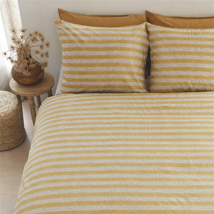 Ariadne at Home Knit Stripes Dekbedovertrek 200 x 200/220 cm - Geel
