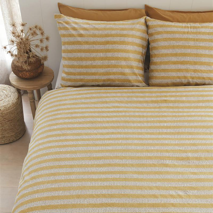 Ariadne at Home Knit Stripes Dekbedovertrek 240 x 200/220 cm - Geel