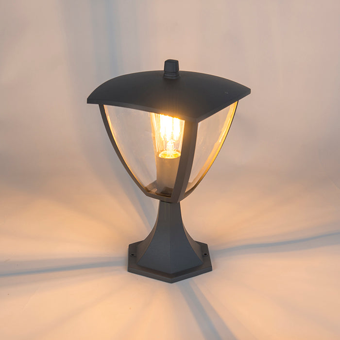 QAZQA Moderne buitenlantaarn sokkel donkergrijs - Platar