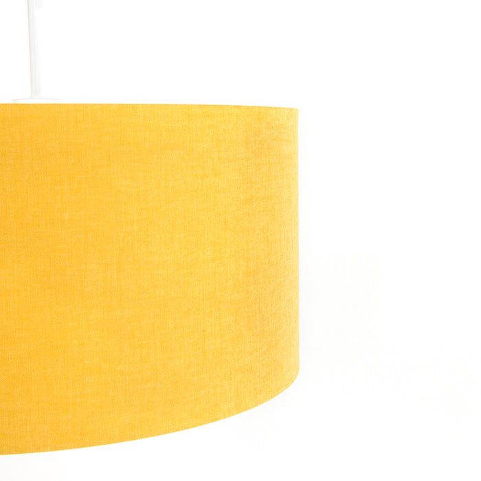 QAZQA Hanglamp wit met gele kap 50 cm - Combi 1