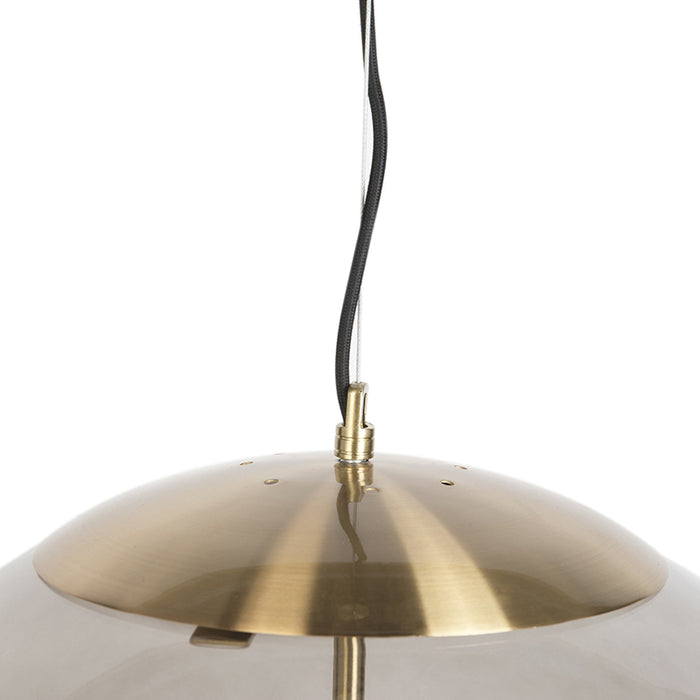 QAZQA +Moderne hanglamp messing met smoke glas 50 cm - Ball