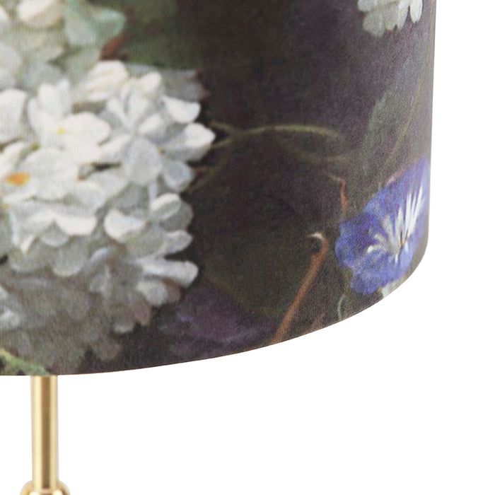 QAZQA Tafellamp goud|messing met velours kap bloemen 25 cm - Parte