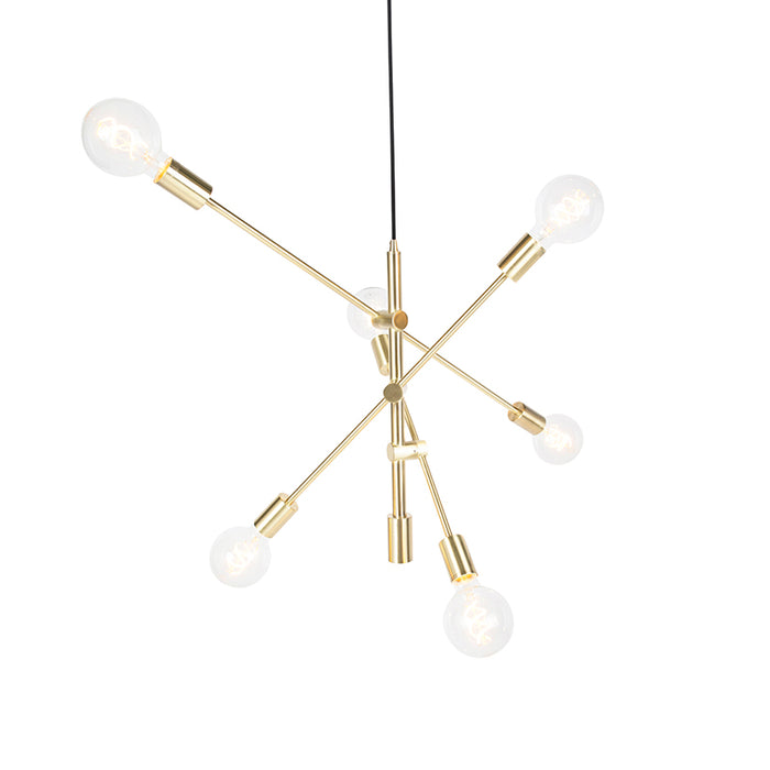 QAZQA Art Deco hanglamp messing 6-lichts - Sydney