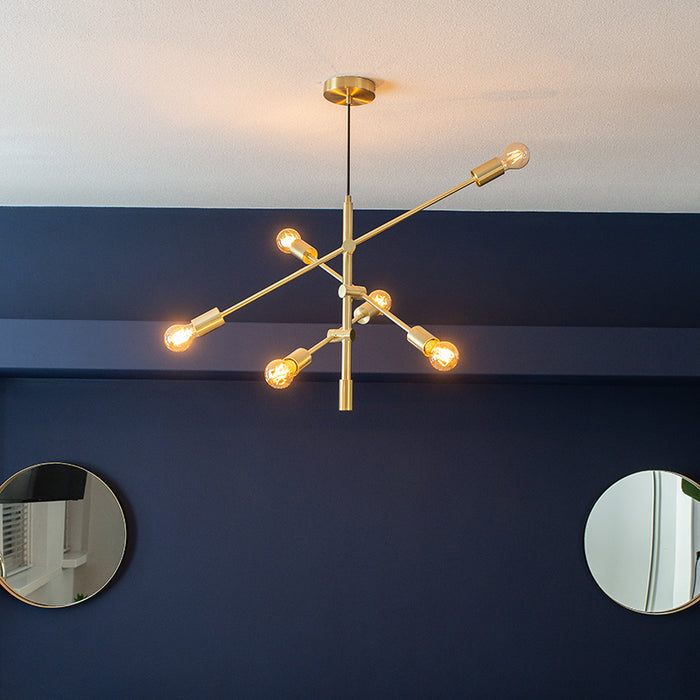 QAZQA Art Deco hanglamp messing 6-lichts - Sydney