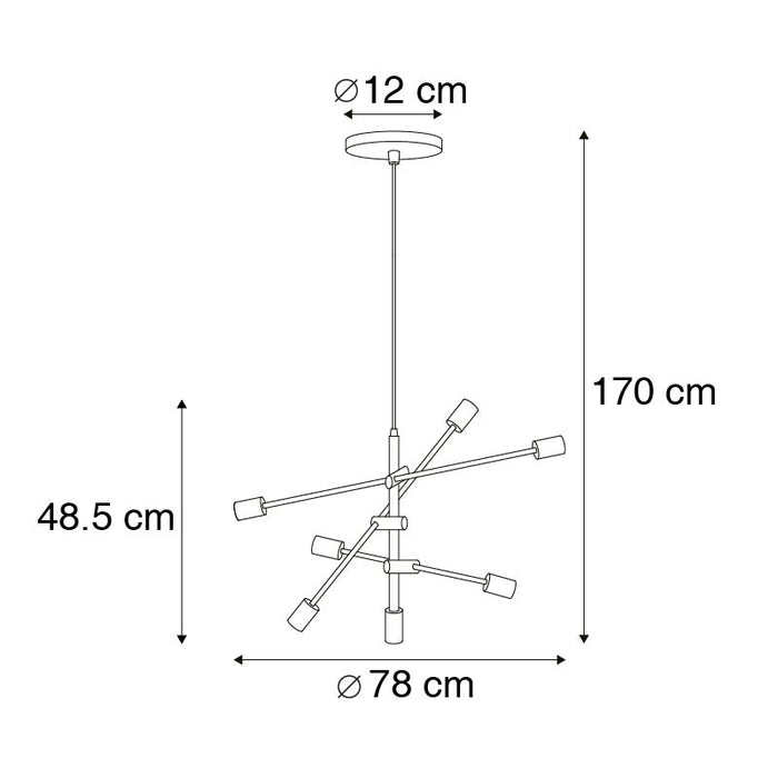 QAZQA Art Deco hanglamp messing 6-lichts - Sydney