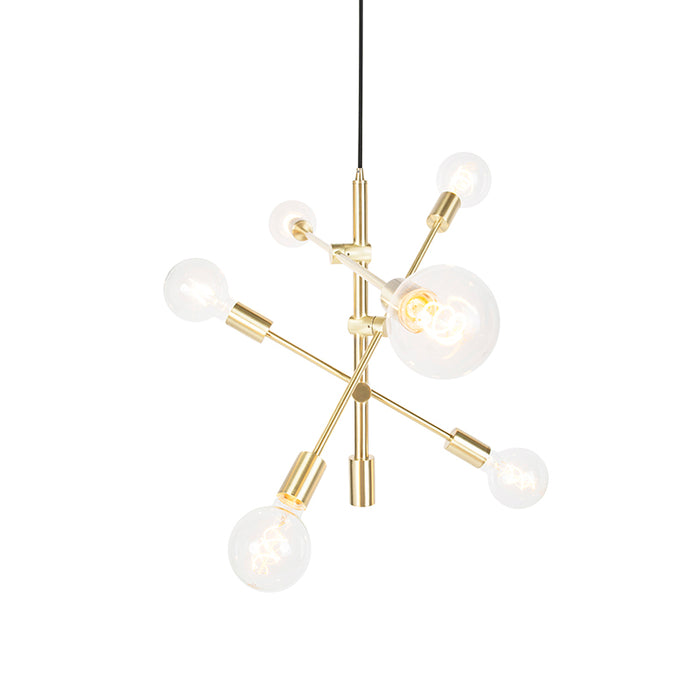 QAZQA Art Deco hanglamp messing 6-lichts - Sydney