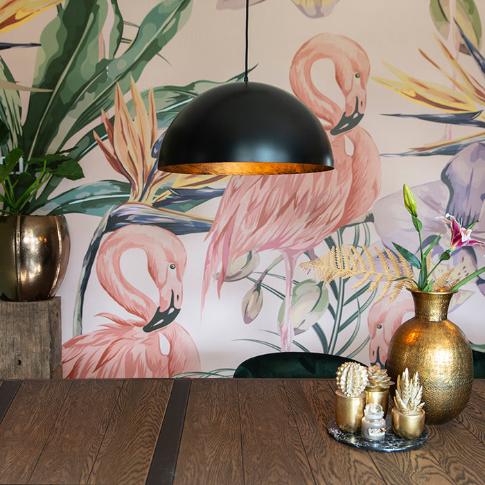 QAZQA Industriële hanglamp zwart met goud 50 cm - Magna Eco