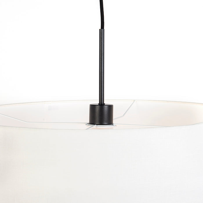 QAZQA Moderne hanglamp zwart met witte kap 50 cm - Combi 1