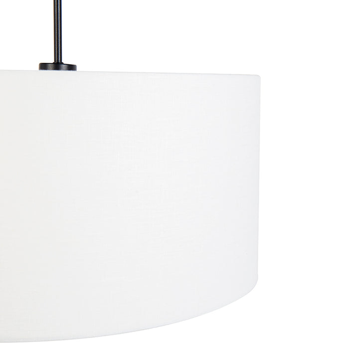 QAZQA Moderne hanglamp zwart met witte kap 50 cm - Combi 1