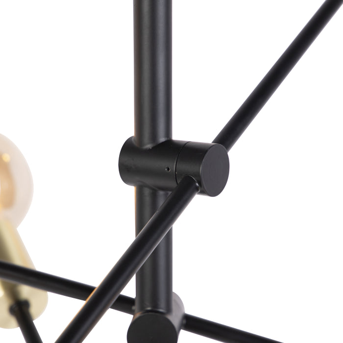QAZQA Industriële hanglamp zwart en goud 78 cm 6-lichts - Sydney